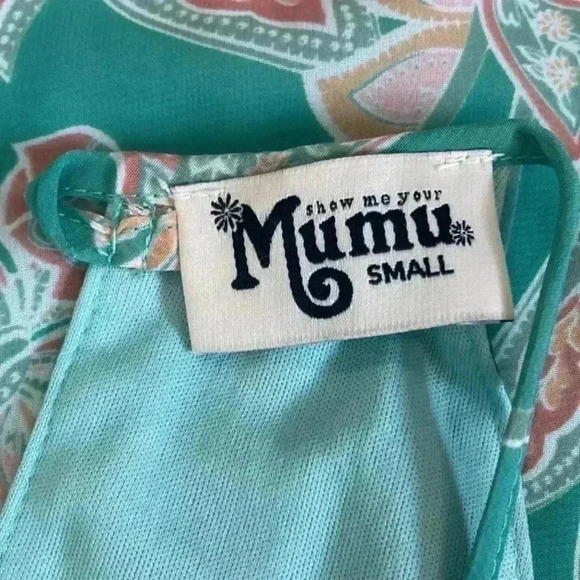 Show Me Your Mumu Mod Mint Sea Foam Jadely Paisley Floral Gomez Mini Dress - Picture 8 of 8
